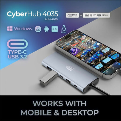Alternate-Image9 Image for Adesso AUH-4035 7 in 1 Docking Station, Supports USB C to x1 4K HDMI, 3x USB-A 3.2, 1x PD, 1x Micro SD, 1x SD Card