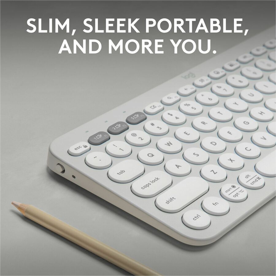 Alternate-Image1 Image for Logitech Pebble Keys 2 K380s, Multi-Device Bluetooth Wireless Keyboard with Customizable Shortcuts, Tonal White