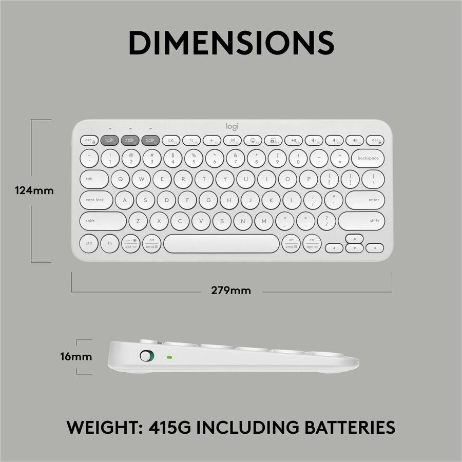 Alternate-Image8 Image for Logitech Pebble Keys 2 K380s, Multi-Device Bluetooth Wireless Keyboard with Customizable Shortcuts, Tonal White