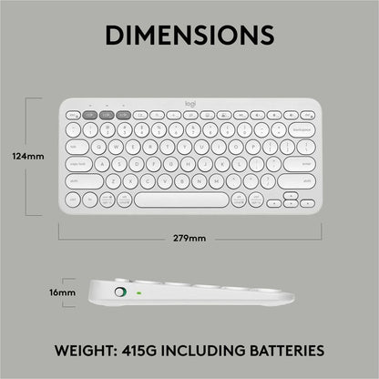 Alternate-Image8 Image for Logitech Pebble Keys 2 K380s, Multi-Device Bluetooth Wireless Keyboard with Customizable Shortcuts, Tonal White