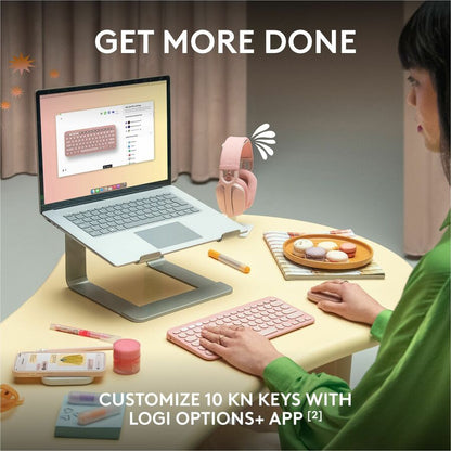 Alternate-Image6 Image for Logitech Pebble Keys 2 K380s, Multi-Device Bluetooth Wireless Keyboard with Customizable Shortcuts, Tonal Rose