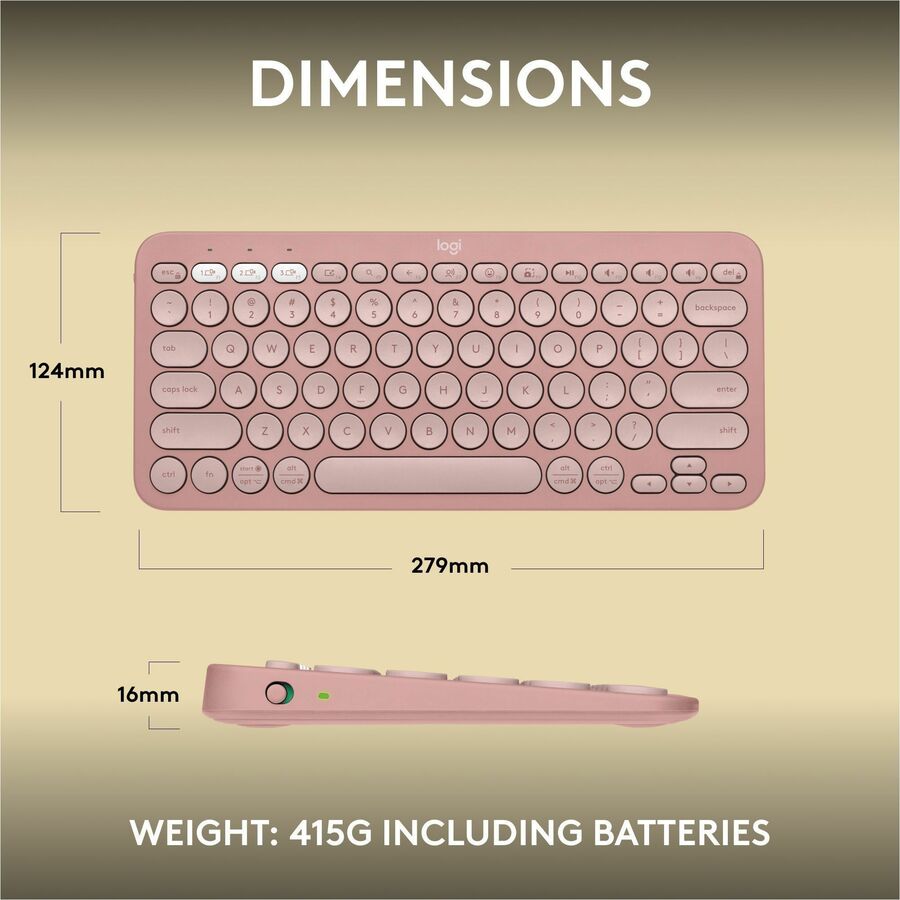 Alternate-Image8 Image for Logitech Pebble Keys 2 K380s, Multi-Device Bluetooth Wireless Keyboard with Customizable Shortcuts, Tonal Rose