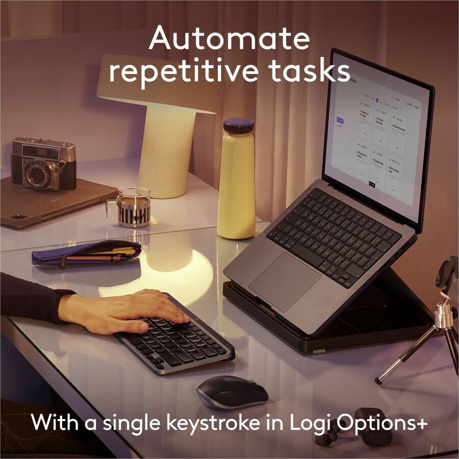 Alternate-Image4 Image for Logitech MX Keys Mini for Mac Minimalist Wireless Keyboard Compact, Bluetooth, Backlit Keys, USB-C, Fast - Space Gray