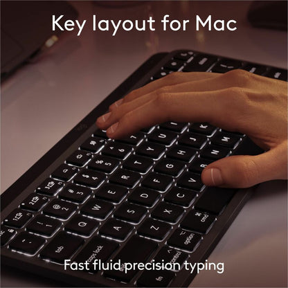 Alternate-Image1 Image for Logitech MX Keys Mini for Mac Minimalist Wireless Keyboard Compact, Bluetooth, Backlit Keys, USB-C, Fast - Space Gray