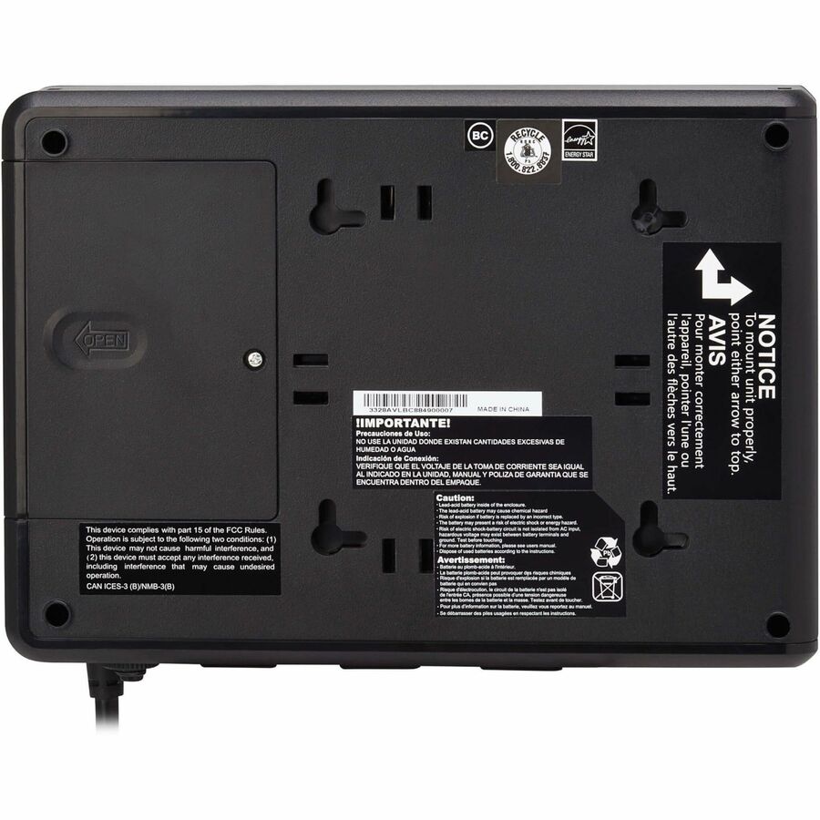 Bottom Image for Eaton Tripp Lite Series 350VA 210W 120V Standby Cloud-Connected UPS with Remote Monitoring - 3 NEMA 5-15R Outlets (Surge + Battery Backup), 5-15P Plug, Desktop