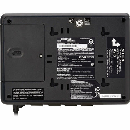 Bottom Image for Eaton Tripp Lite Series 600VA 300W 120V Standby Cloud-Connected UPS with Remote Monitoring - 4 NEMA 5-15R Outlets (Surge + Battery Backup), 5-15P Plug, Desktop