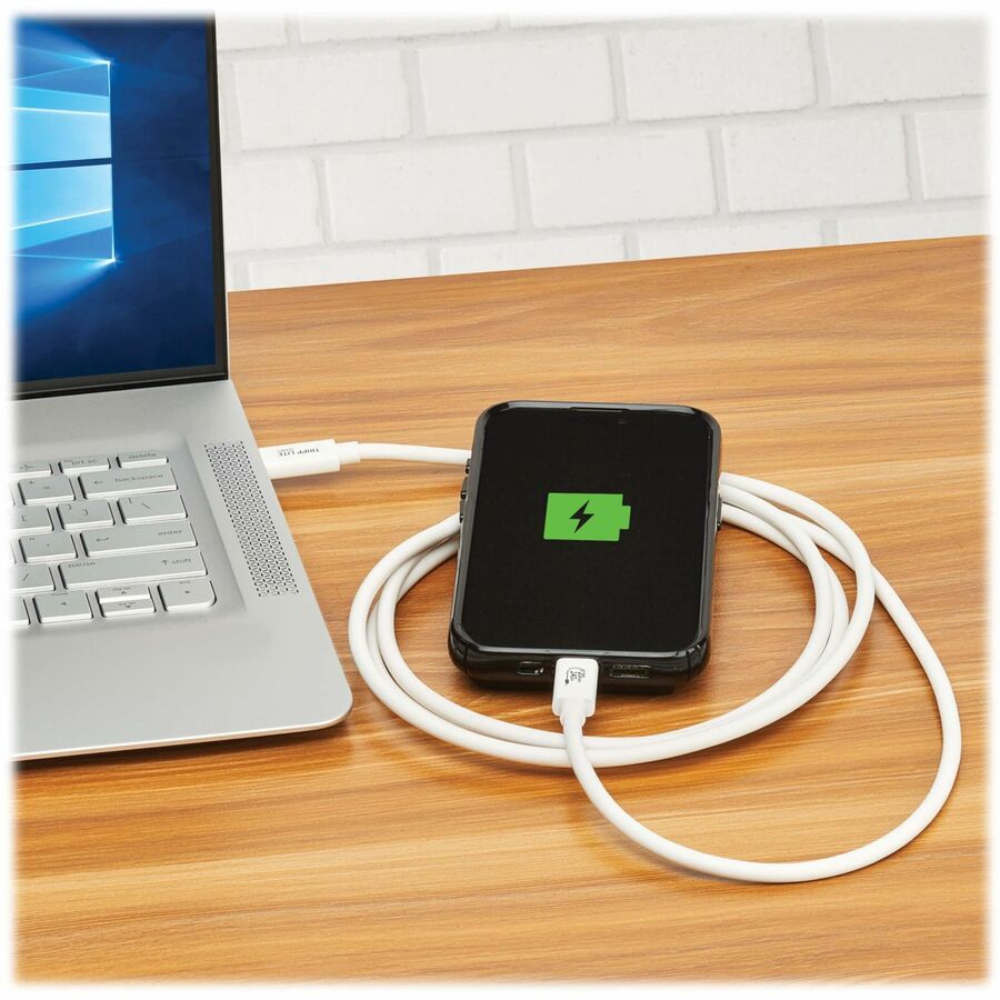 Alternate-Image5 Image for Eaton Tripp Lite Series USB4 20Gbps Cable (M/M) - USB-C, 4K 60 Hz, 240W PD Charging, White, 2 m (6.6 ft.)