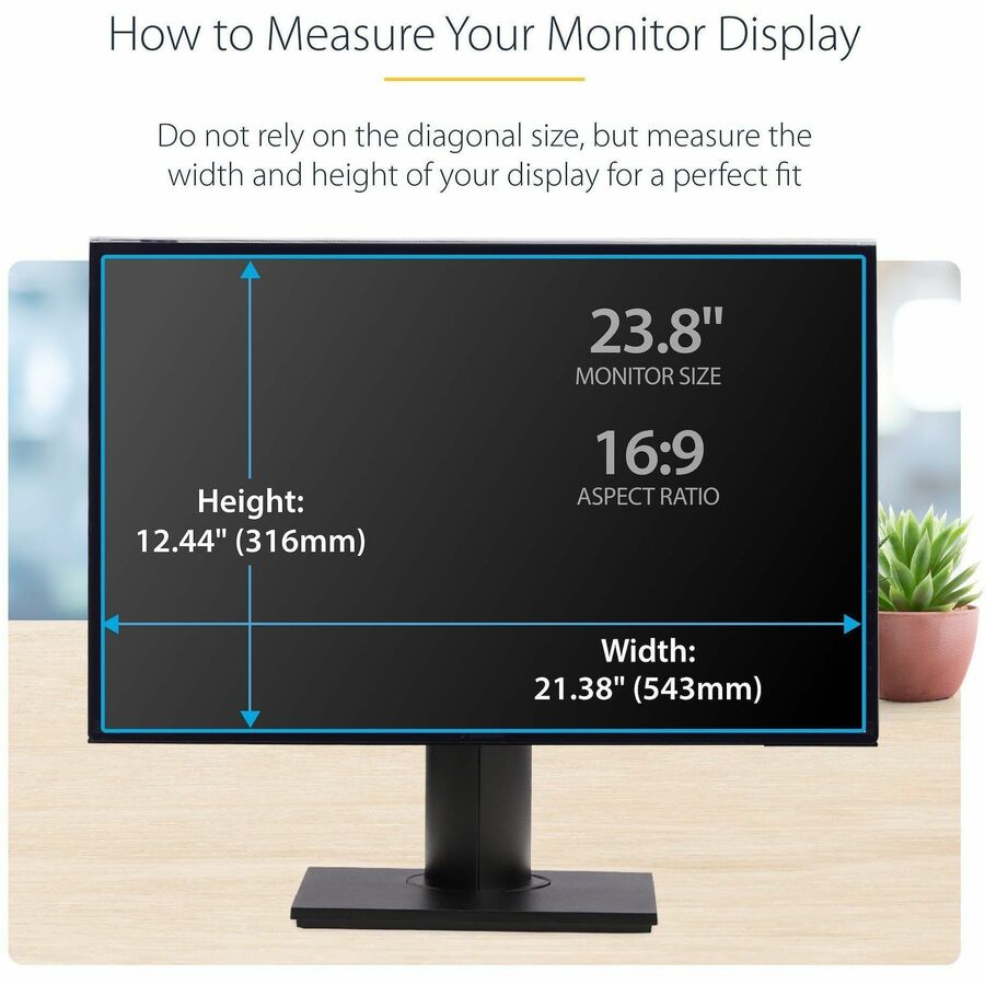 Alternate-Image3 Image for StarTech.com 23.8-inch 16:9 Computer Monitor Privacy Screen, Hanging Acrylic Filter, Monitor Screen Protector/Shield, +/- 30 Deg., Glossy
