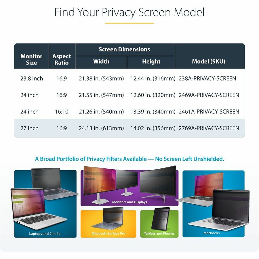 Alternate-Image4 Image for StarTech.com 27-inch 16:9 Computer Monitor Privacy Screen, Hanging Acrylic Filter, Monitor Screen Protector/Shield, +/- 30 Deg., Glossy