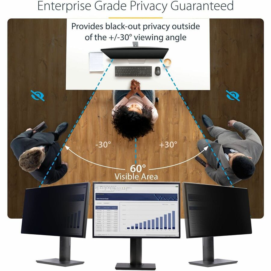 Alternate-Image1 Image for StarTech.com 24-inch 16:10 Computer Monitor Privacy Screen, Hanging Acrylic Filter, Monitor Screen Protector/Shield, +/- 30 Deg., Glossy