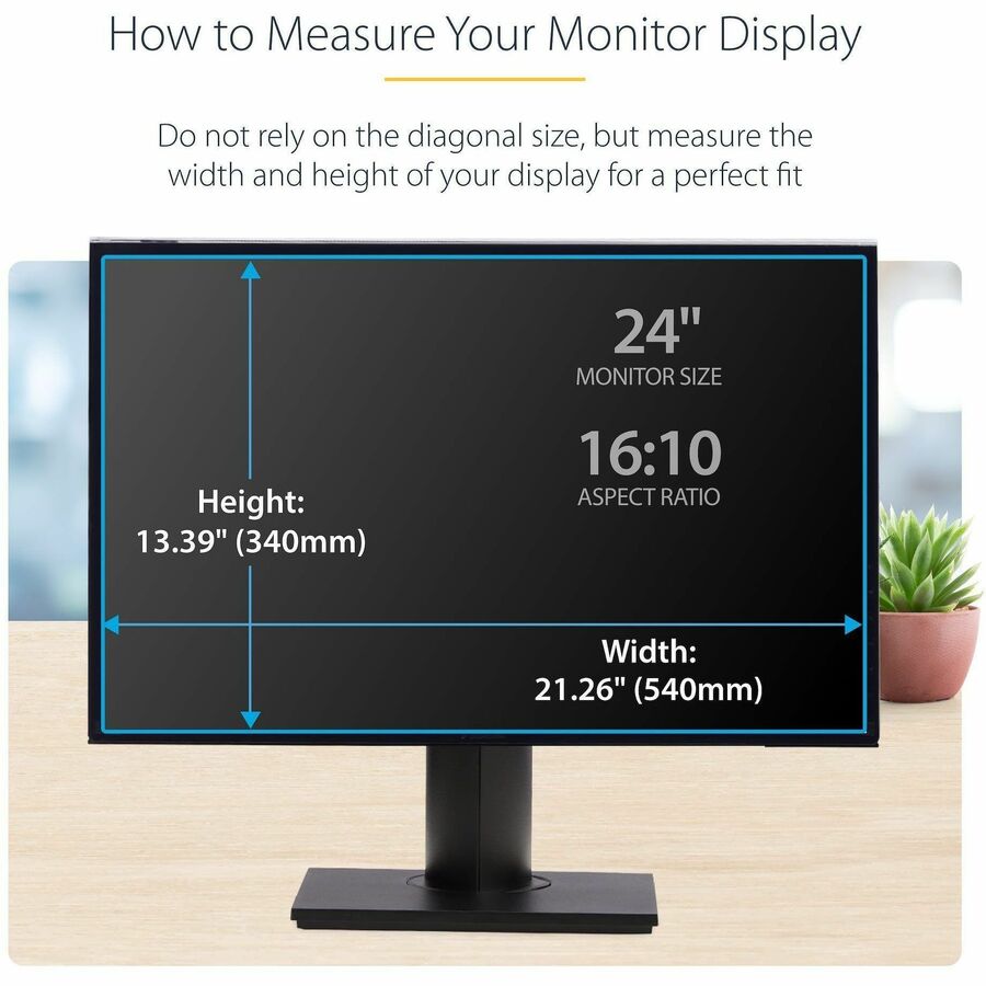 Alternate-Image3 Image for StarTech.com 24-inch 16:10 Computer Monitor Privacy Screen, Hanging Acrylic Filter, Monitor Screen Protector/Shield, +/- 30 Deg., Glossy