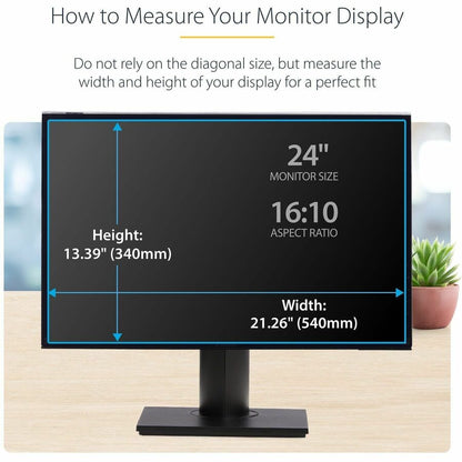 Alternate-Image3 Image for StarTech.com 24-inch 16:10 Computer Monitor Privacy Screen, Hanging Acrylic Filter, Monitor Screen Protector/Shield, +/- 30 Deg., Glossy