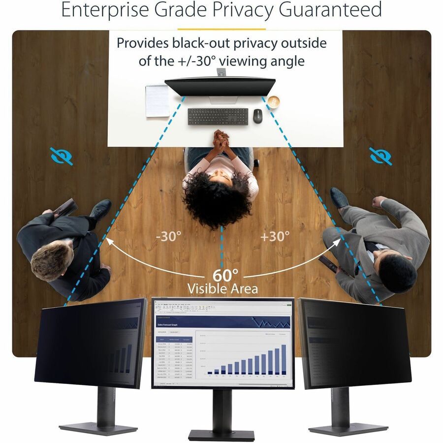 Alternate-Image1 Image for StarTech.com 24-inch 16:9 Computer Monitor Privacy Screen, Hanging Acrylic Filter, Monitor Screen Protector/Shield, +/- 30 Deg., Glossy