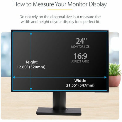 Alternate-Image3 Image for StarTech.com 24-inch 16:9 Computer Monitor Privacy Screen, Hanging Acrylic Filter, Monitor Screen Protector/Shield, +/- 30 Deg., Glossy