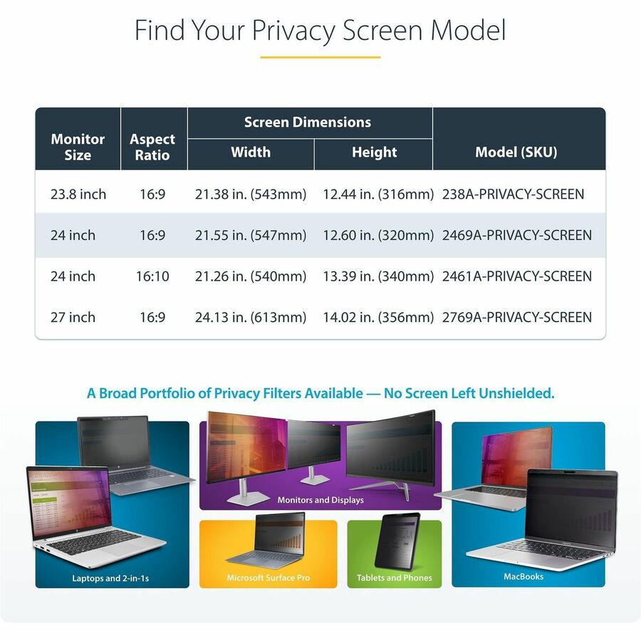 Alternate-Image4 Image for StarTech.com 24-inch 16:9 Computer Monitor Privacy Screen, Hanging Acrylic Filter, Monitor Screen Protector/Shield, +/- 30 Deg., Glossy