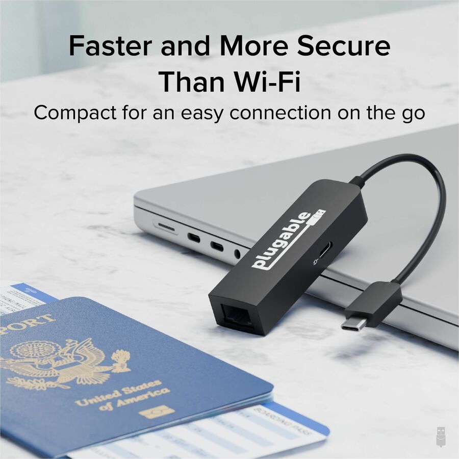 Alternate-Image5 Image for Plugable USB C to Ethernet Adapter 2.5Gb with 100W USB-C PD Charging, 2.5 Gigabit Type C USB Ethernet Adapter