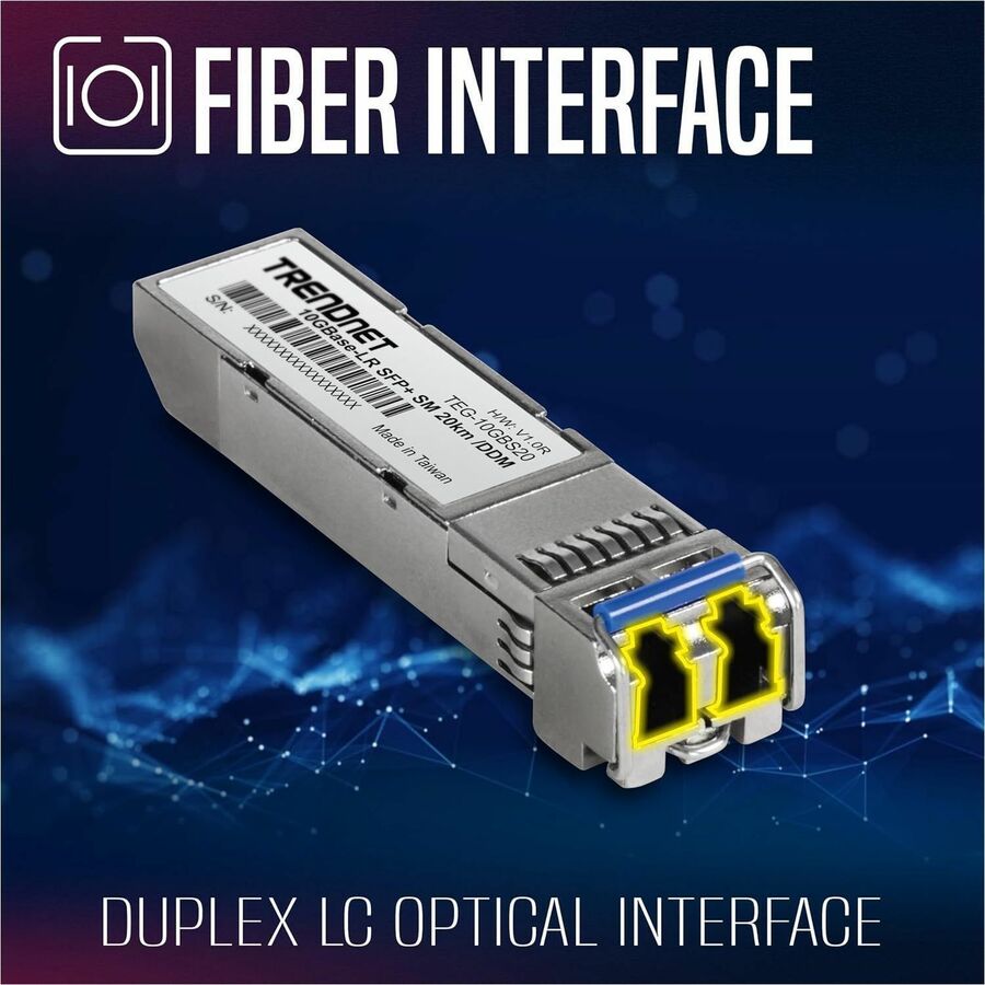 Alternate-Image6 Image for TRENDnet TEG-10GBS20, SFP+ Single Mode LC Module (20km), Lifetime Protection