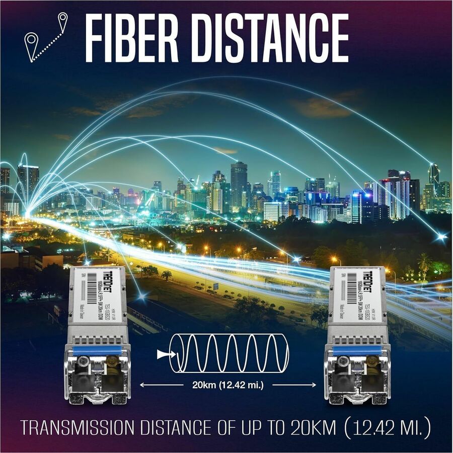 Alternate-Image5 Image for TRENDnet TEG-10GBS20, SFP+ Single Mode LC Module (20km), Lifetime Protection