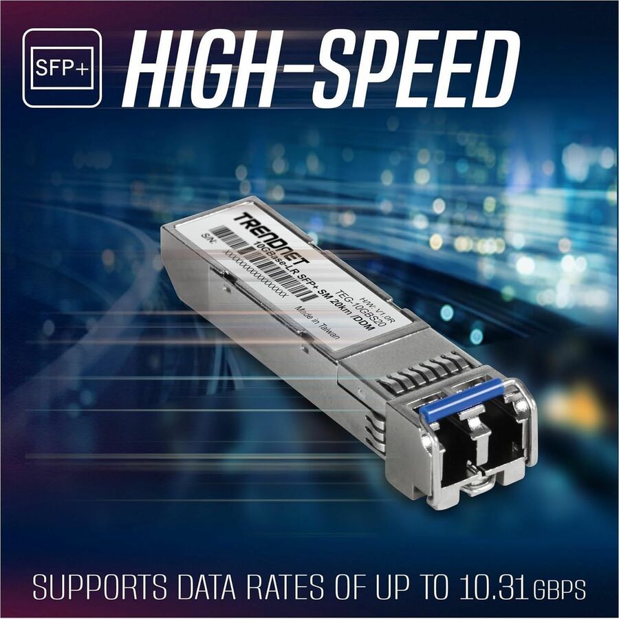 Alternate-Image7 Image for TRENDnet TEG-10GBS20, SFP+ Single Mode LC Module (20km), Lifetime Protection