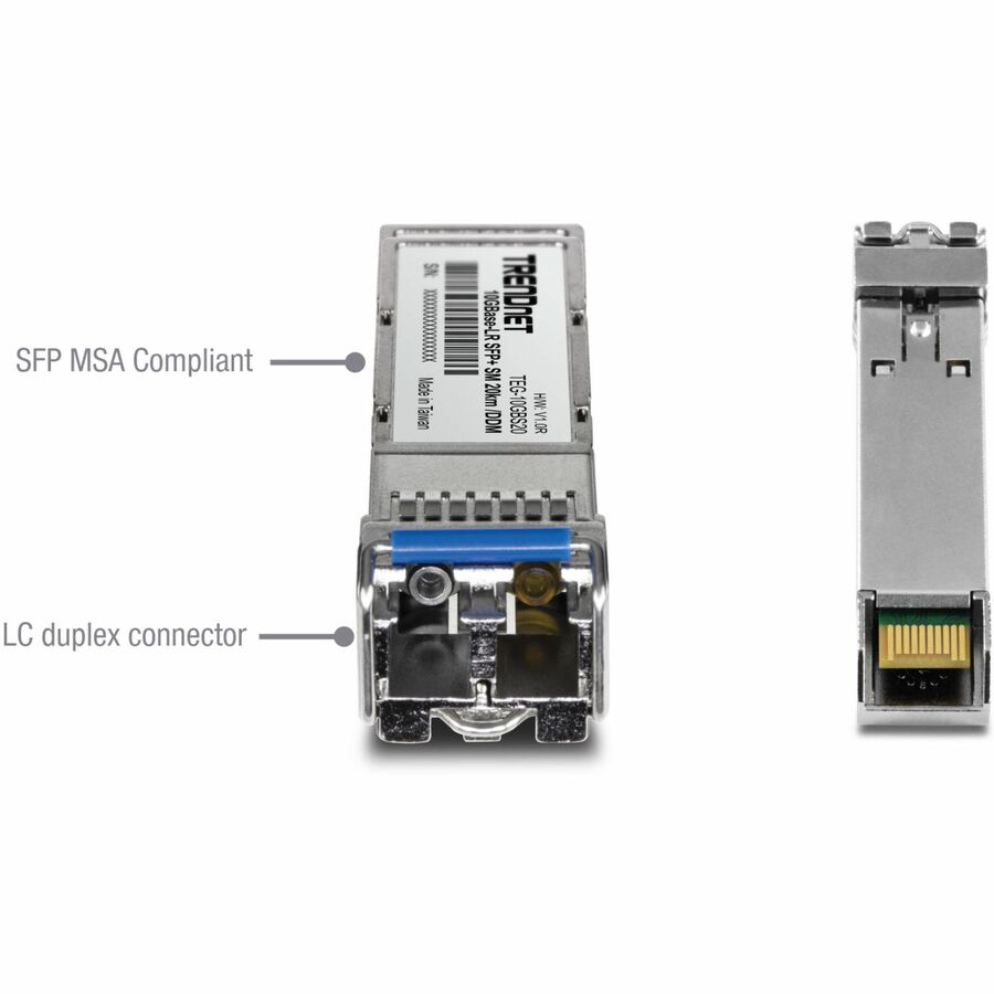Alternate-Image3 Image for TRENDnet TEG-10GBS20, SFP+ Single Mode LC Module (20km), Lifetime Protection