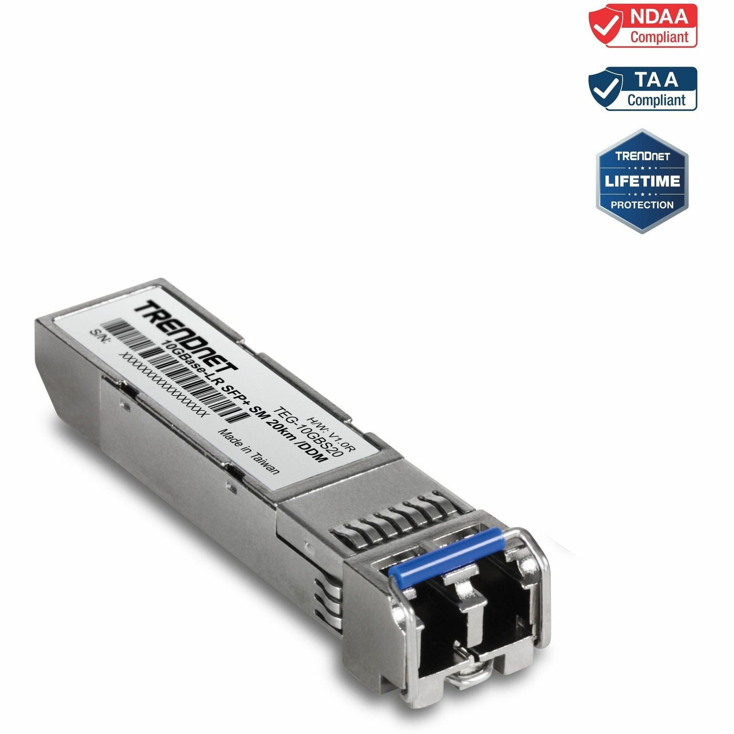 Main Image for TRENDnet TEG-10GBS20, SFP+ Single Mode LC Module (20km), Lifetime Protection
