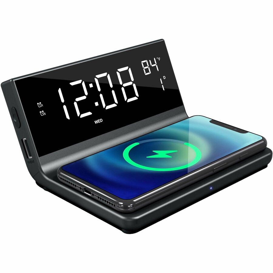 Right Image for Supersonic Dual Alarm Clock with Wireless Charger 2-IN-1 Wireless Charger