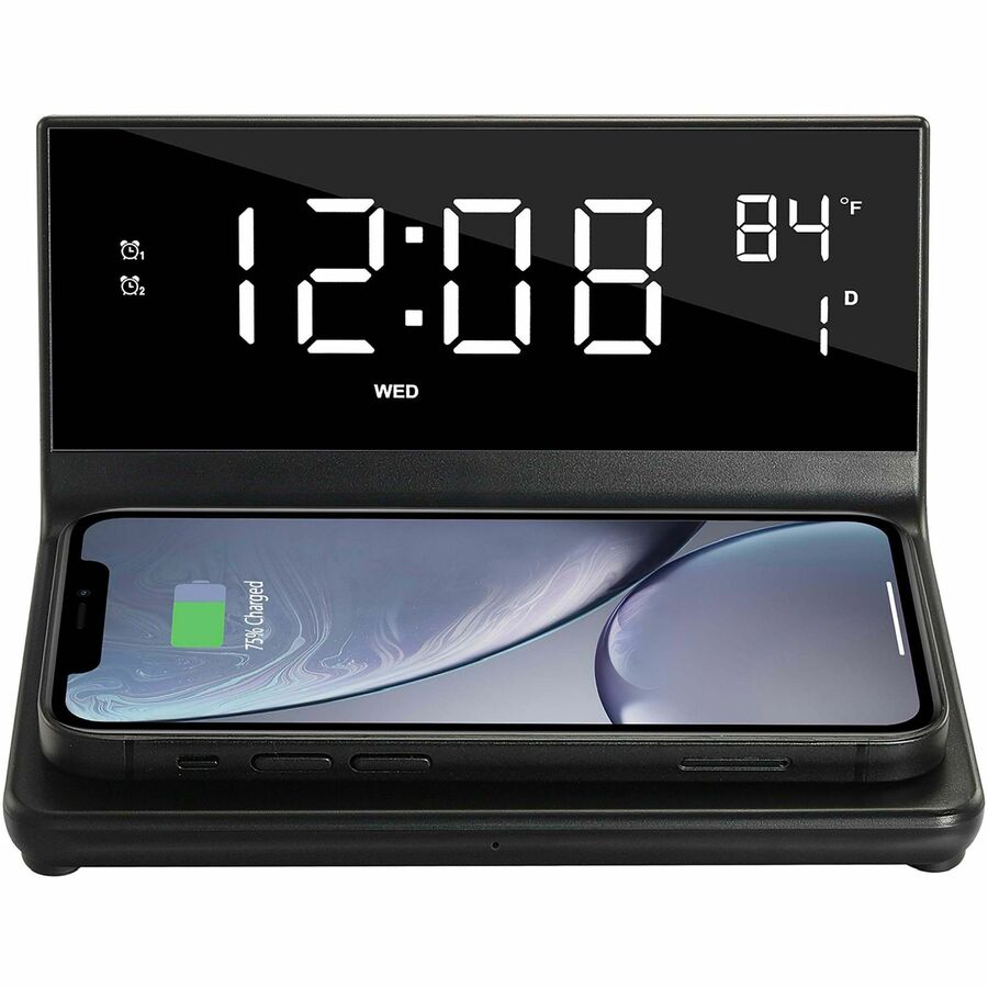 Front Image for Supersonic Dual Alarm Clock with Wireless Charger 2-IN-1 Wireless Charger