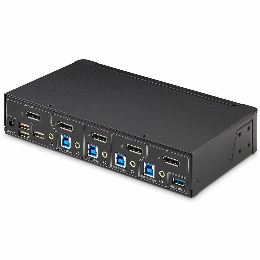 Right Image for StarTech.com 4-Port DisplayPort KVM Switch, Single 4K 60Hz Monitor, 6x USB Ports, Hotkey & Push-Button Switching, TAA Compliant