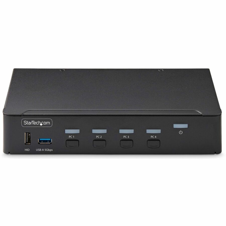 Front Image for StarTech.com 4-Port DisplayPort KVM Switch, Single 4K 60Hz Monitor, 6x USB Ports, Hotkey & Push-Button Switching, TAA Compliant