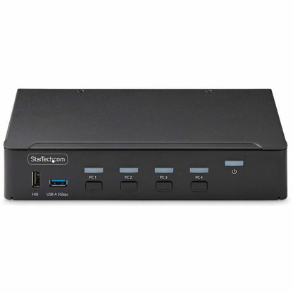 Front Image for StarTech.com 4-Port DisplayPort KVM Switch, Single 4K 60Hz Monitor, 6x USB Ports, Hotkey & Push-Button Switching, TAA Compliant