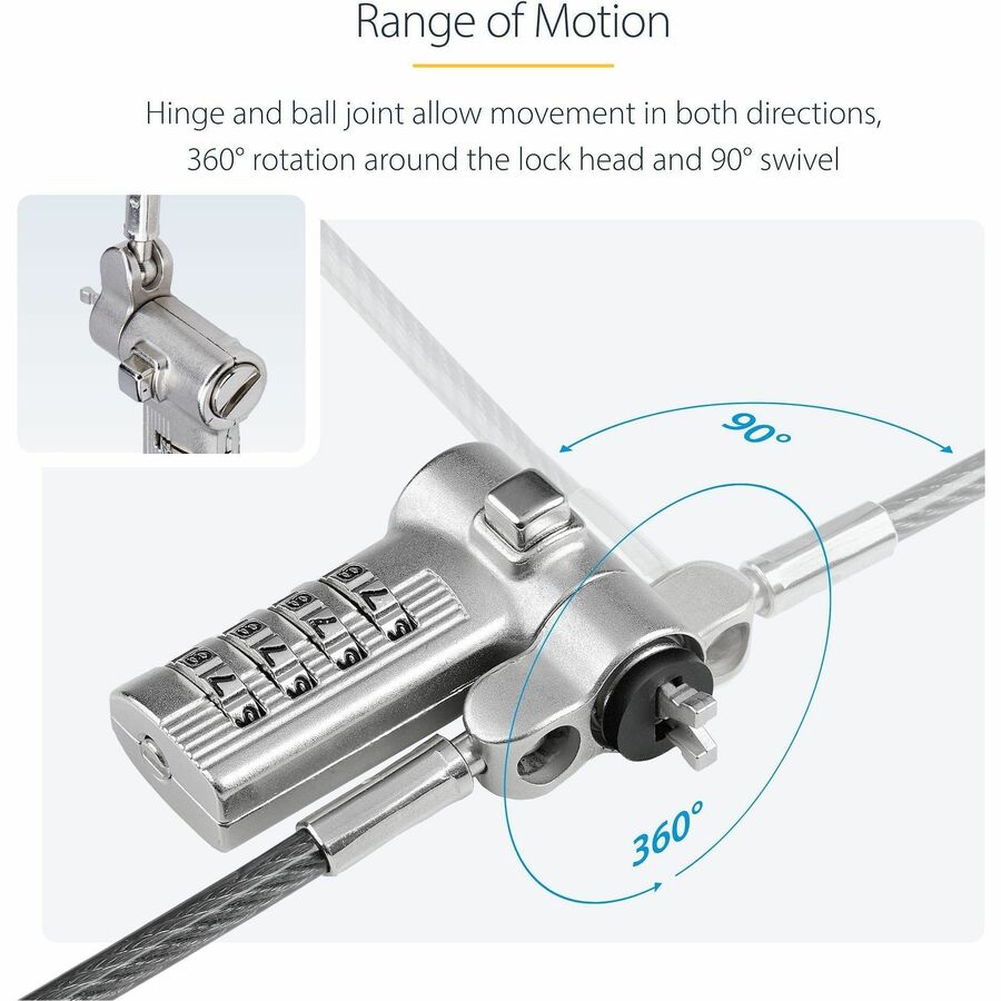 Alternate-Image4 Image for StarTech.com 25-Pack Universal Laptop Lock 6.6ft, Serialized Combo Security Cable For Notebook, Compatible w/Noble Wedge&reg;/Nano/K-Slot