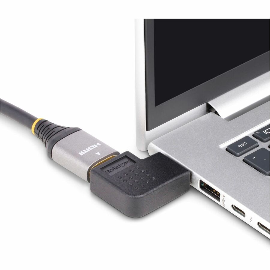Alternate-Image5 Image for StarTech Right Angle HDMI 2.0 Adapter, Male to Female, Horizontal 90-Degree Angled HDMI Port Saver, 4K 60Hz, High Speed HDMI Connector Extension