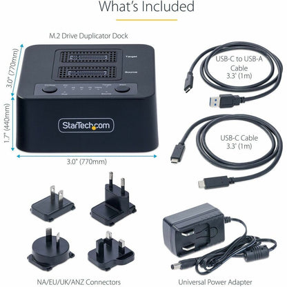 Alternate-Image6 Image for StarTech.com 1:1 M.2 NVMe Drive Duplicator, 90GBpm Standalone M.2 SSD Cloner/Copier, USB-C 3.2 20Gbps M.2 Dual-Bay Drive Docking Station