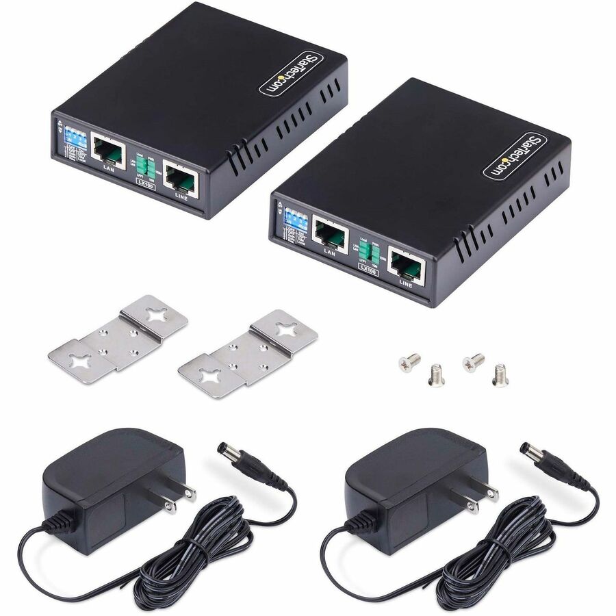 Alternate-Image6 Image for StarTech 10/100 Ethernet Extender Kit Up to 0.5mi (800m), Long-Range LAN Over Single Pair Wire/RJ45 UTP For IP Camera/WiFi AP, TAA