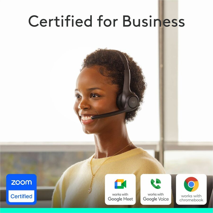 Alternate-Image1 Image for Logitech Zone 305 for Business, Wireless Bluetooth Headset With Microphone, for Google Meet, Google Voice, Zoom, Compatible With Windows, Mac, Chrome, Linux, iOS, iPadOS, Android, Black