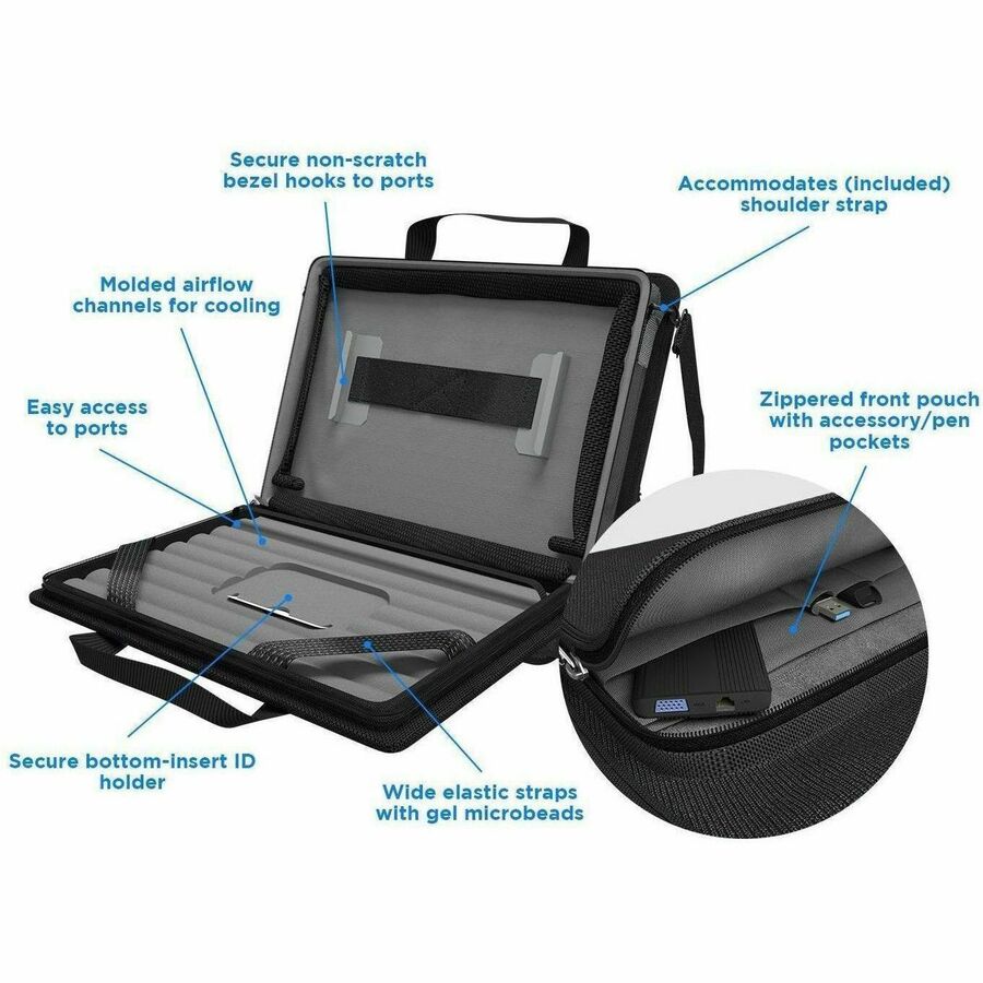 Alternate-Image8 Image for MAXCases Explorer 5 Work-In Case w/Pocket 11" w/ Shoulder Strap (Black)