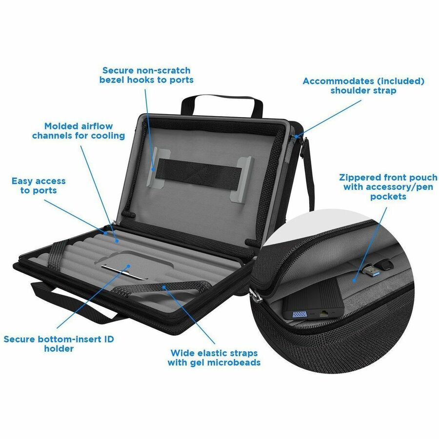 Alternate-Image8 Image for MAXCases Explorer 5 Work-In Case w/Pocket 14" w/ Shoulder Strap (Black)