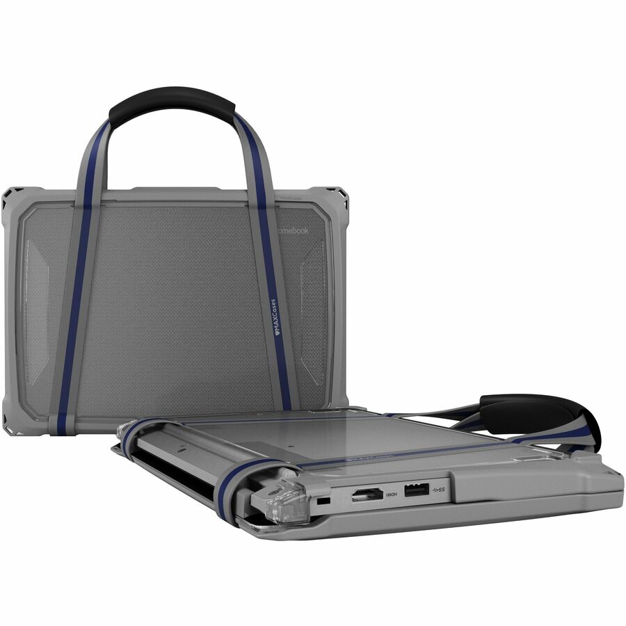 Alternate-Image7 Image for MAXCases Extreme Shell-F3 Slide Case for Lenovo 300e/100e and 300w/100w G4 Chromebook 11.6" (ver 82W0/82W1 for 100e) (NOT 83G) (Gray/Clear)