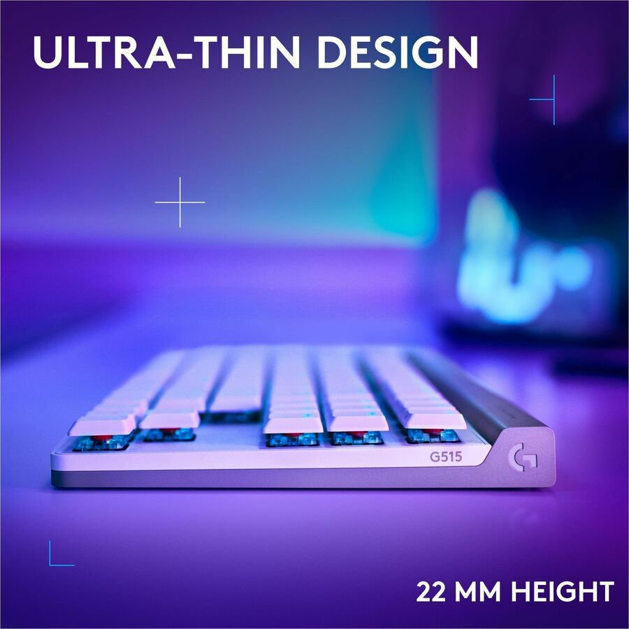 Alternate-Image3 Image for Logitech G515 LIGHTSPEED TKL Low Profile Wireless Gaming Keyboard, LIGHTSYNC RGB, Thin Tenkeyless Design, PBT Keycaps, Tactile (Brown) Mechanical Switches, White