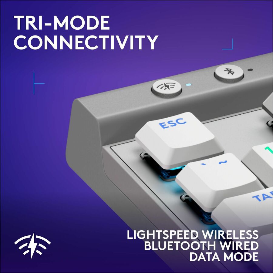 Alternate-Image4 Image for Logitech G515 LIGHTSPEED TKL Low Profile Wireless Gaming Keyboard, LIGHTSYNC RGB, Thin Tenkeyless Design, PBT Keycaps, Tactile (Brown) Mechanical Switches, White
