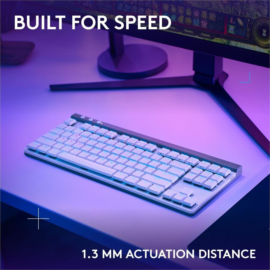 Alternate-Image2 Image for Logitech G515 LIGHTSPEED TKL Low Profile Wireless Gaming Keyboard, LIGHTSYNC RGB, Thin Tenkeyless Design, PBT Keycaps, Linear (Red) Mechanical Switches, White