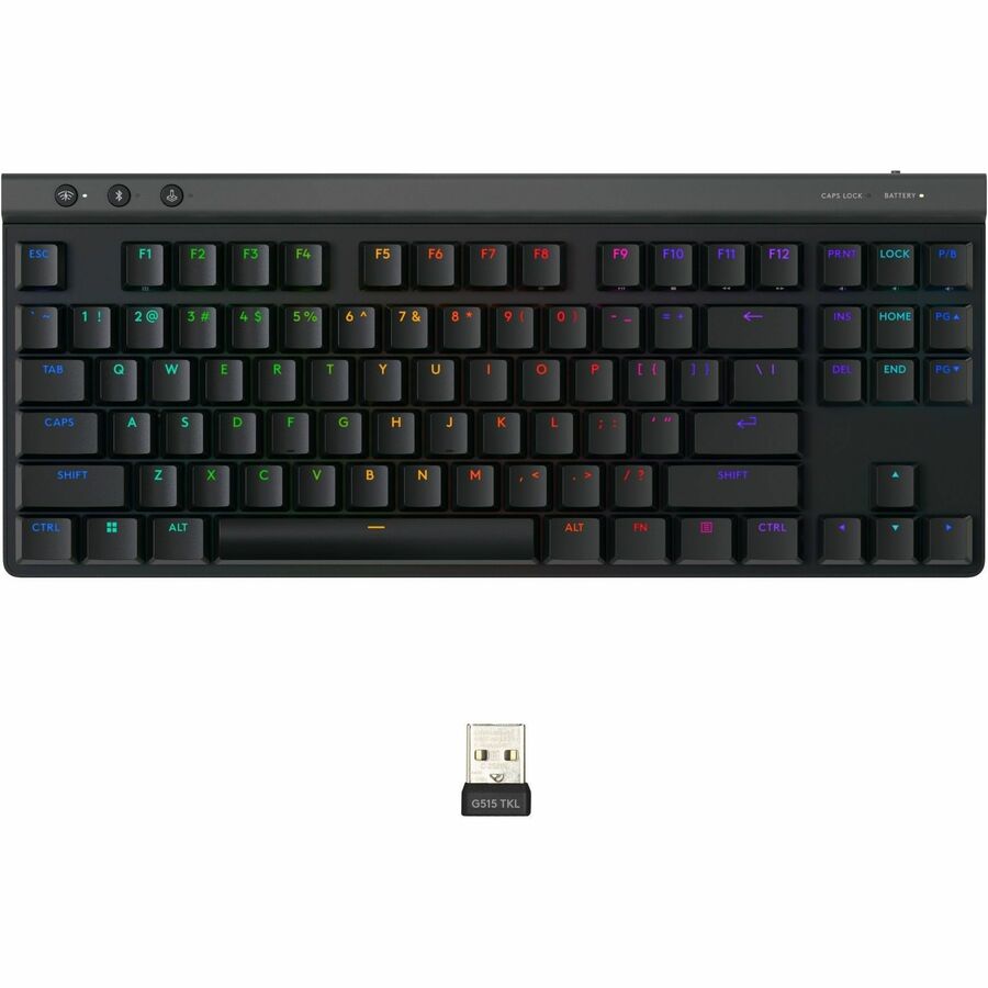 Top Image for Logitech G515 LIGHTSPEED TKL Low Profile Wireless Gaming Keyboard, LIGHTSYNC RGB, Thin Tenkeyless Design, PBT Keycaps, Tactile (Brown) Mechanical Switches, Black