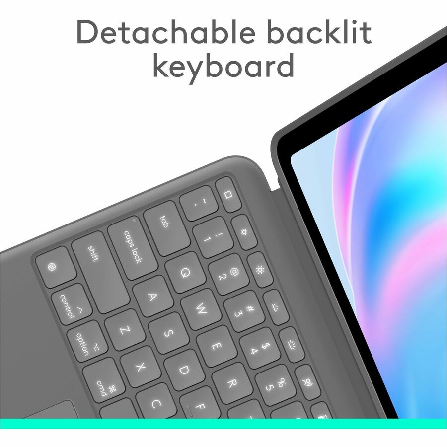 Alternate-Image2 Image for Logitech Combo Touch iPad Air 13-inch (M2 & M3)(2024 & 2025) Keyboard Case - Detachable backlit keyboard, Oxford Grey