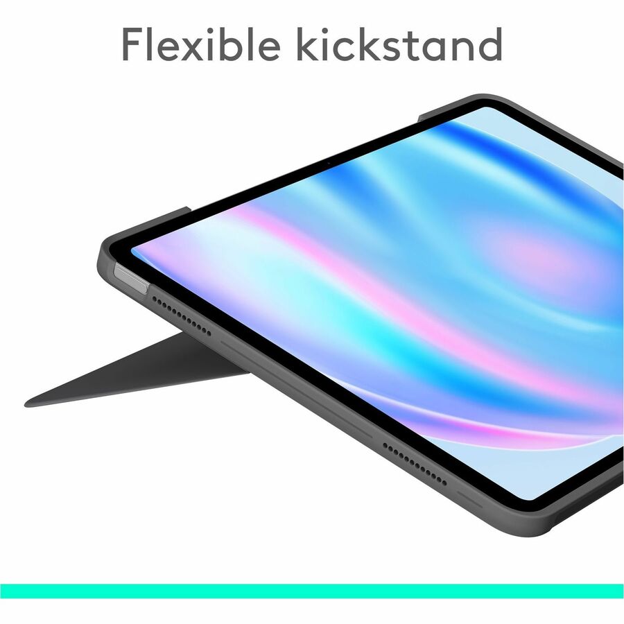 Alternate-Image1 Image for Logitech Combo Touch iPad Air 13-inch (M2 & M3)(2024 & 2025) Keyboard Case - Detachable backlit keyboard, Oxford Grey