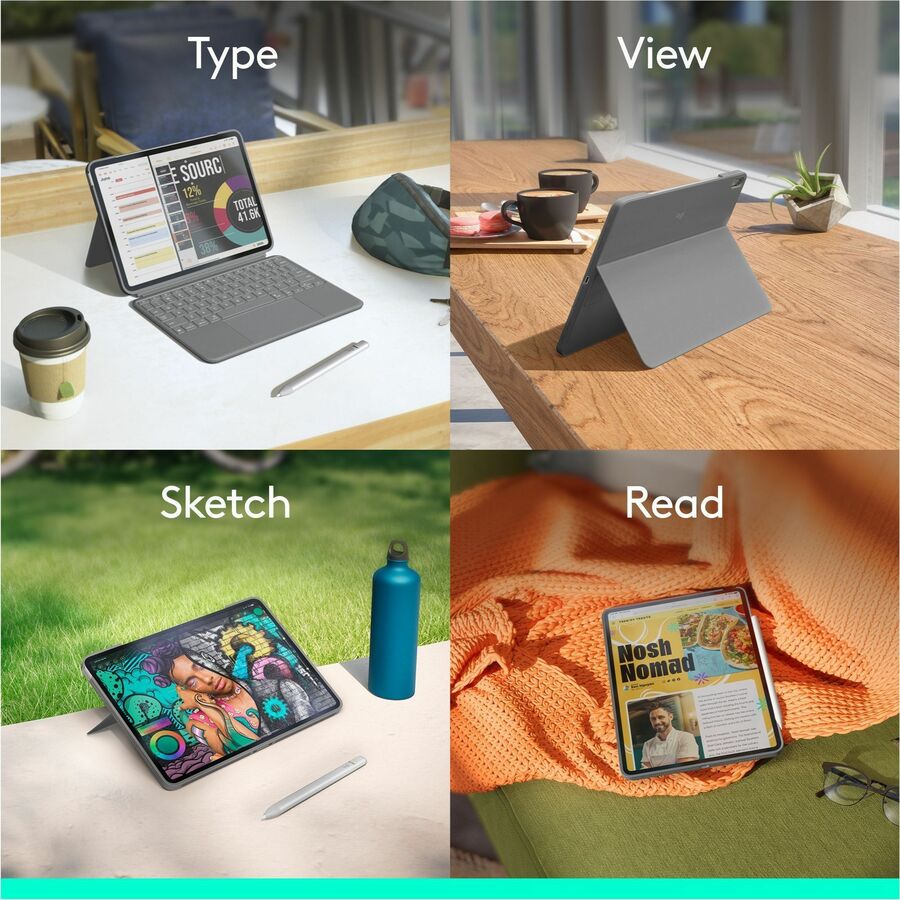 Alternate-Image7 Image for Logitech Combo Touch iPad Air 11-inch (M2 & M3), iPad Air (5th gen) Keyboard Case - Detachable backlit keyboard with kickstand - Oxford Grey