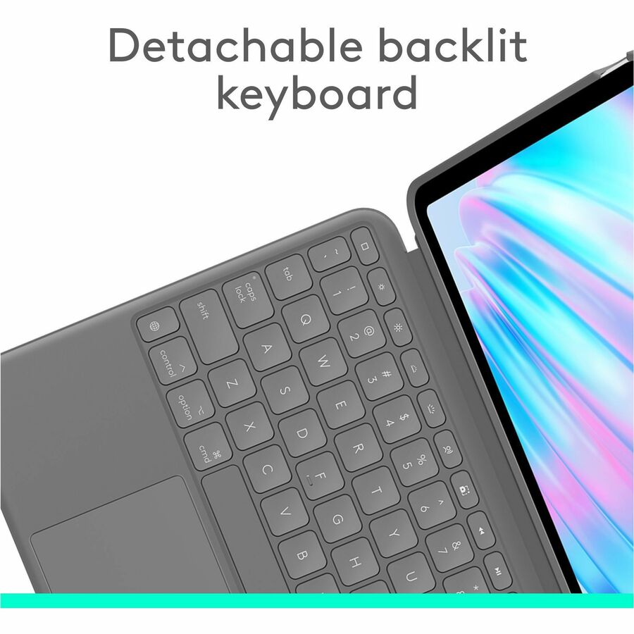 Alternate-Image2 Image for Logitech Combo Touch iPad Air 11-inch (M2 & M3), iPad Air (5th gen) Keyboard Case - Detachable backlit keyboard with kickstand - Oxford Grey
