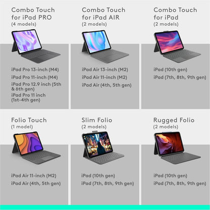 Alternate-Image5 Image for Logitech Combo Touch iPad Air 11-inch (M2 & M3), iPad Air (5th gen) Keyboard Case - Detachable backlit keyboard with kickstand - Oxford Grey