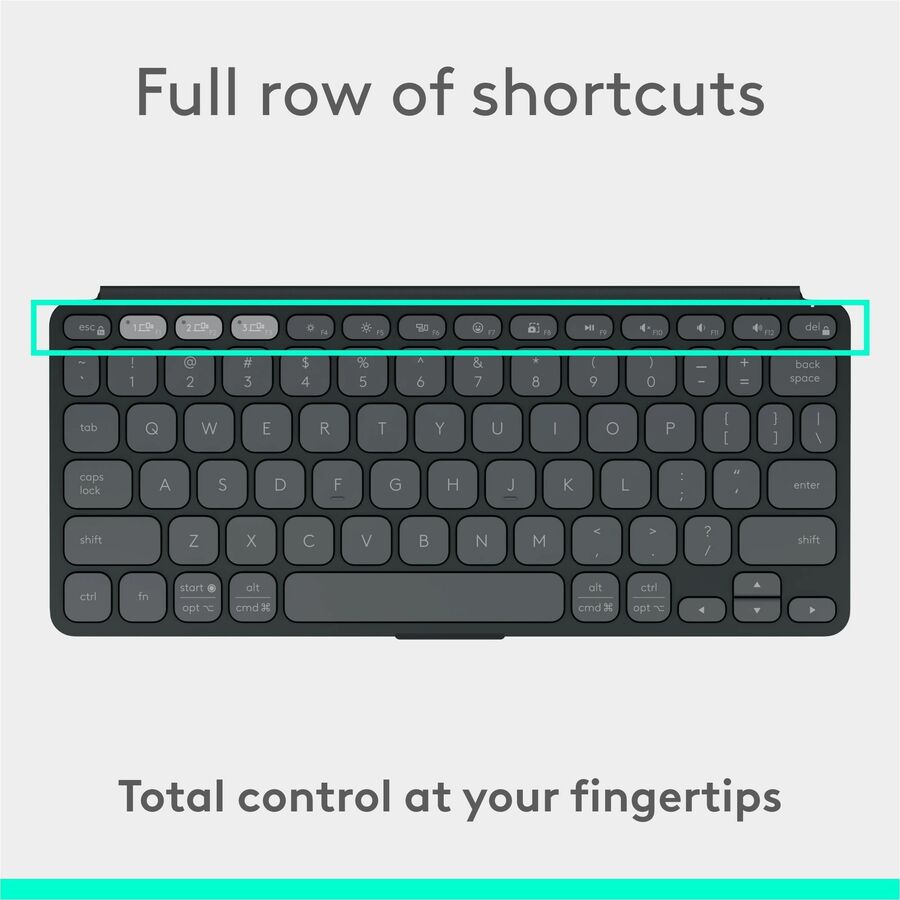 Alternate-Image8 Image for Logitech Keys-To-Go 2 Portable Bluetooth Keyboard for Tablet With Built-in Cover, Slim and Compact Wireless Keyboard for Windows, Android, Linux, iPad, iPhone, Mac, Apple TV (Graphite)