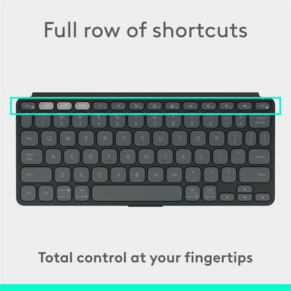 Alternate-Image8 Image for Logitech Keys-To-Go 2 Portable Bluetooth Keyboard for Tablet With Built-in Cover, Slim and Compact Wireless Keyboard for Windows, Android, Linux, iPad, iPhone, Mac, Apple TV (Graphite)