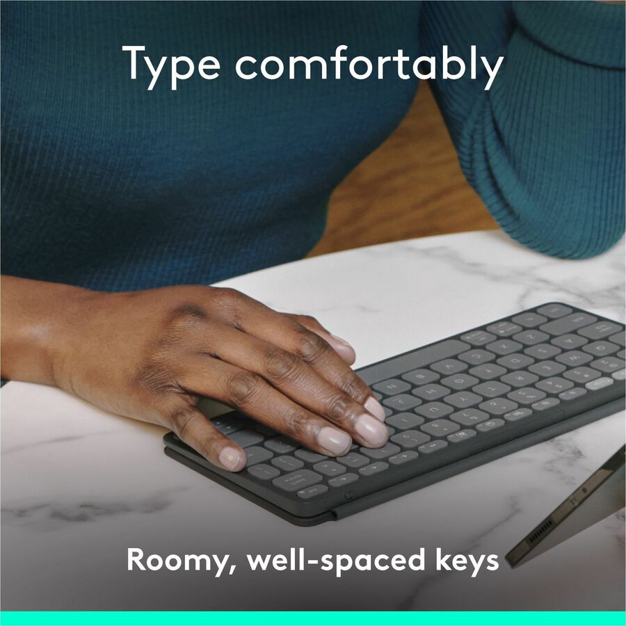 Alternate-Image3 Image for Logitech Keys-To-Go 2 Portable Wireless iPad Keyboard With Built-in Cover, Slim and Compact Wireless Keyboard for iPad, iPhone, Mac, and Apple TV, Easily Switch Between Devices (Graphite)